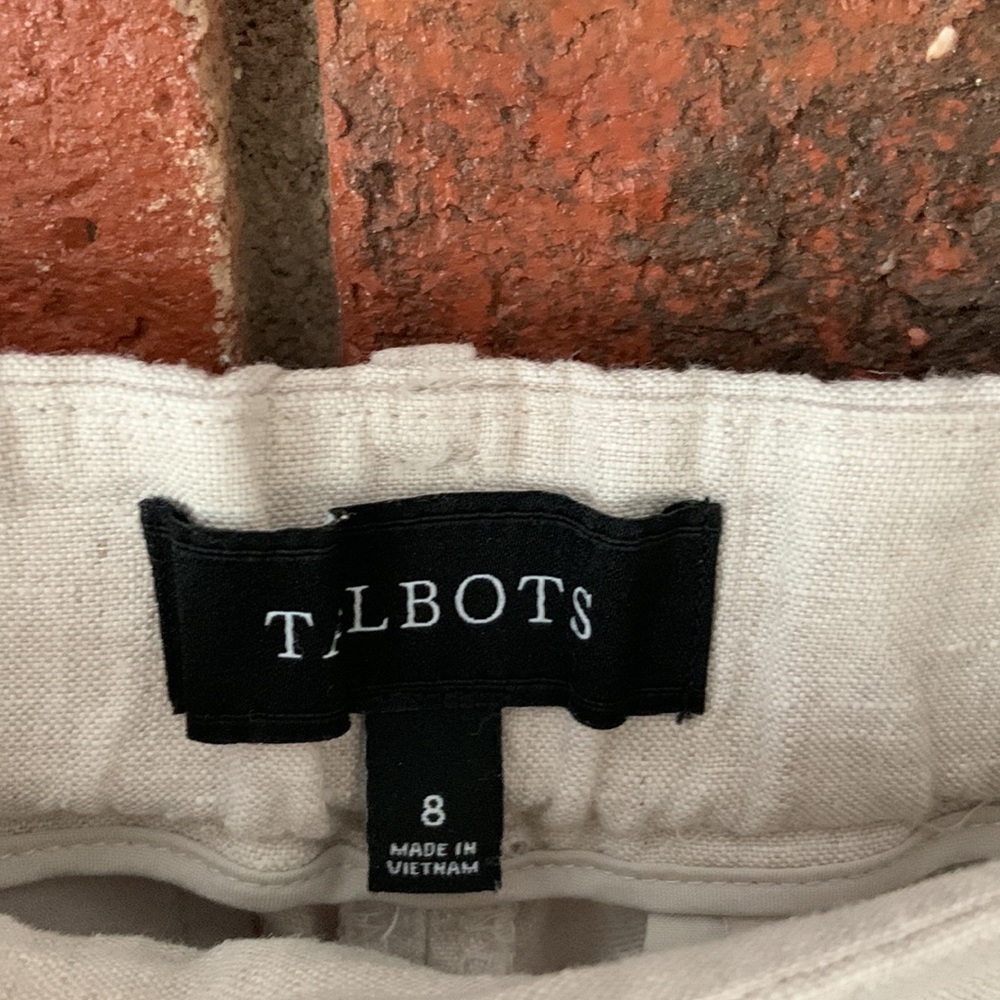 Talbots Cream Linen Straight Leg Cropped Pants - Picture 2 of 6